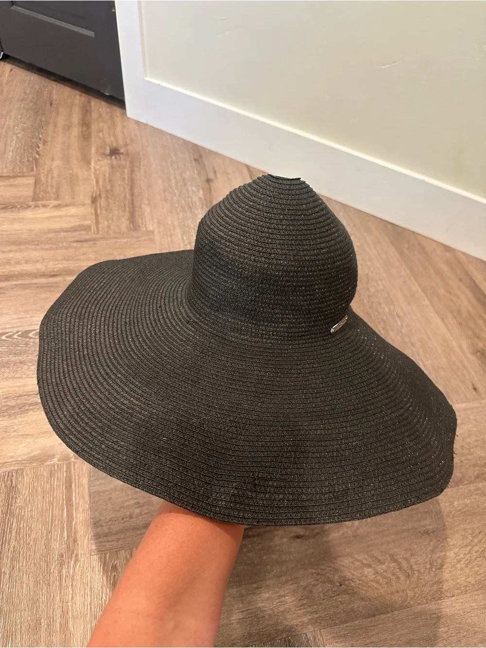 Lauren Ralph Lauren Black Wide-Brim Straw Sun Hat